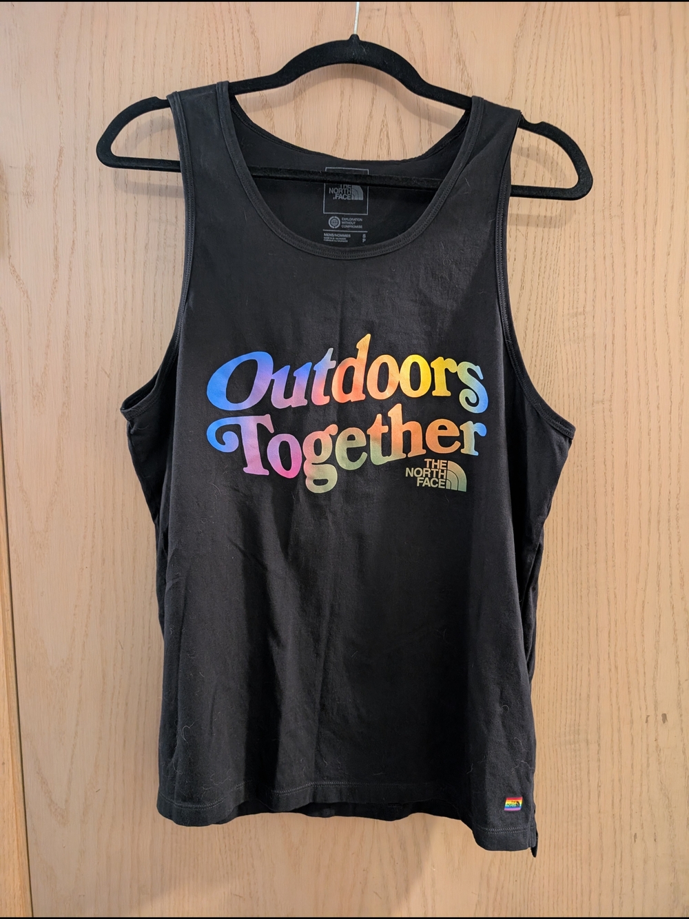 The North Face Black Tank with Rainbow 'Outdoors Together' Graphic